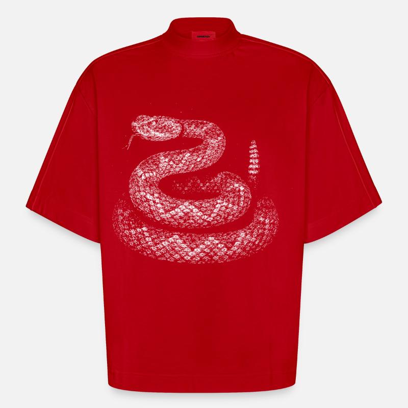 Snake - Heavyweight Oversized Organic Boxy T-Shirt Made in EU - red