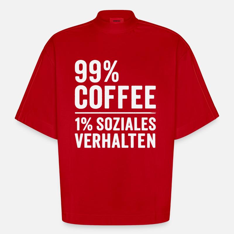 99% Coffee - Heavyweight Oversized Organic Boxy T-Shirt Made in EU - red