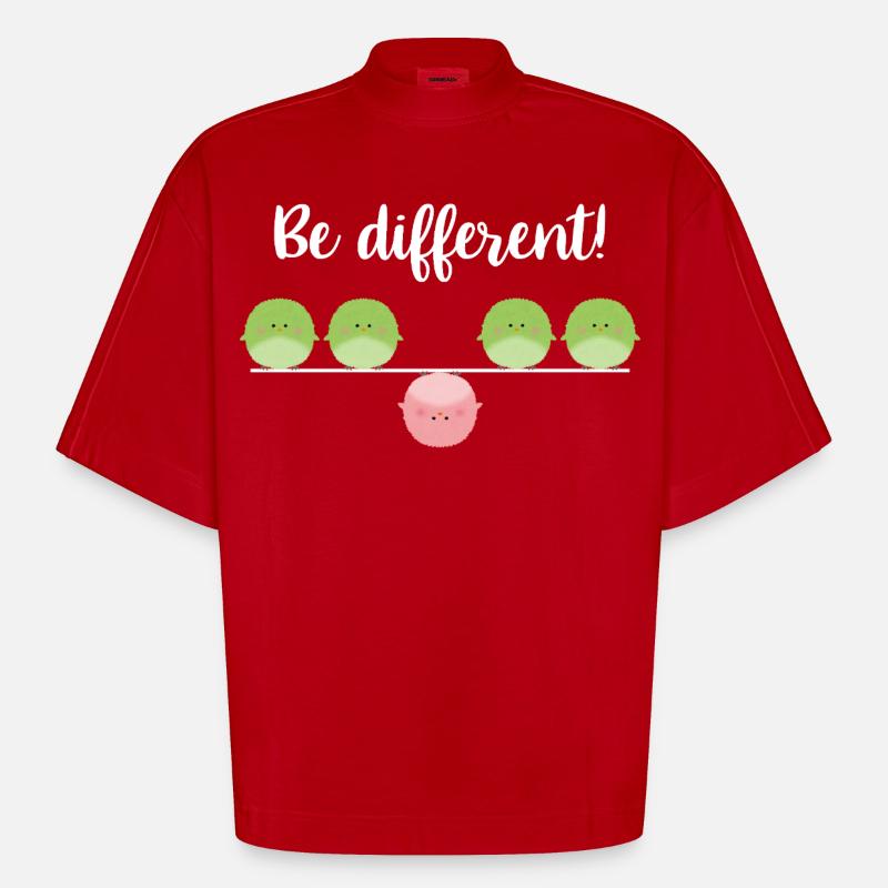 Be different! Sei einfach anders! - Heavyweight Oversized Organic Boxy T-Shirt Made in EU - Rot
