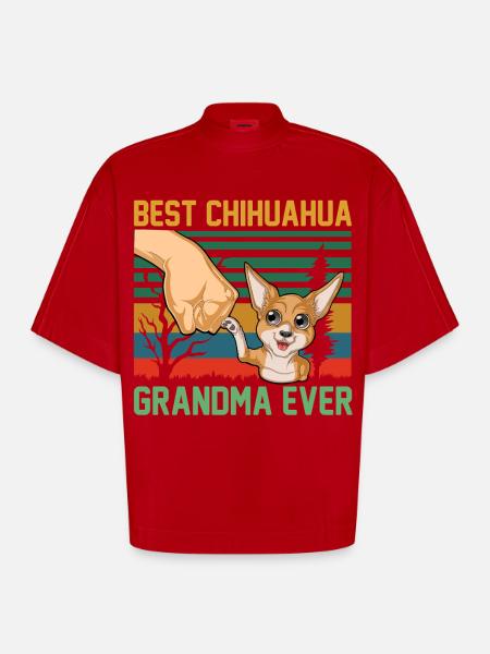 Chihuahua - T-shirt bio épais oversize Boxy fabriqué en UE - rouge