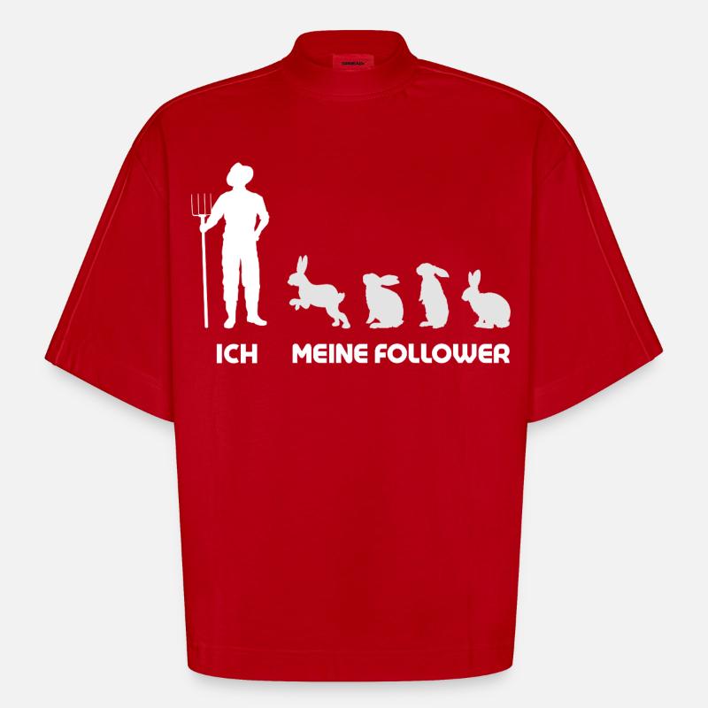 Moi, mes disciples, Rabbit Man - T-shirt bio épais oversize Boxy fabriqué en UE - rouge