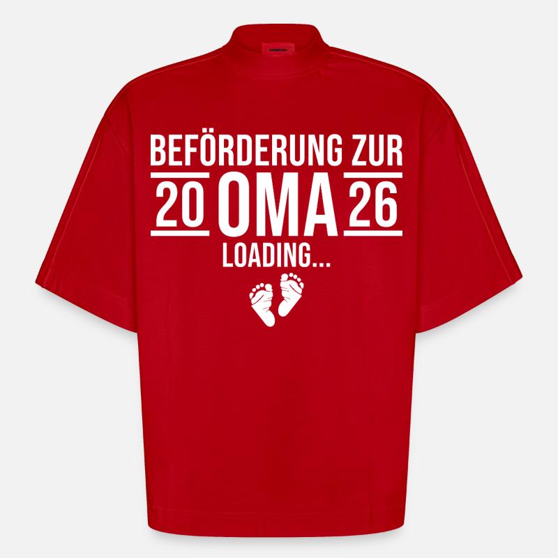 Oma 2026 loading - Werdende Großmutter - Heavyweight Oversized Organic Boxy T-Shirt Made in EU - Rot