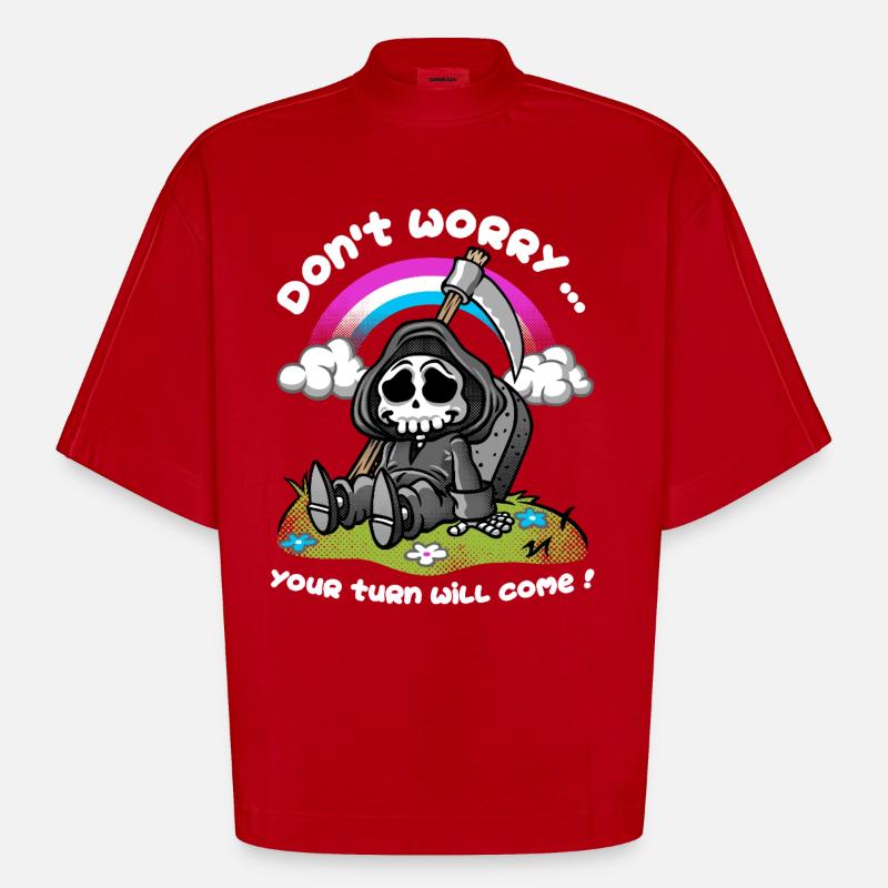 Der Sarkasmus des Todes - Heavyweight Oversized Organic Boxy T-Shirt Made in EU - Rot