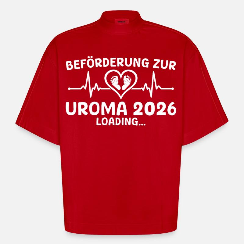 Werdende Uroma 2026 loading - Urgroßmutter - Heavyweight Oversized Organic Boxy T-Shirt Made in EU - Rot