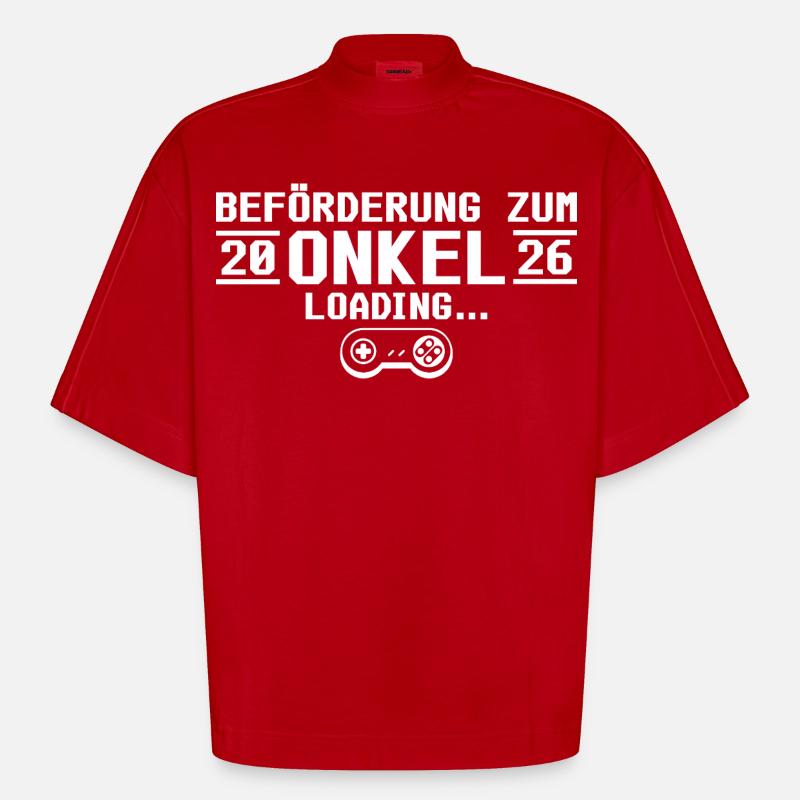 Werdender Onkel 2026 loading - Patenonkel - Heavyweight Oversized Organic Boxy T-Shirt Made in EU - Rot