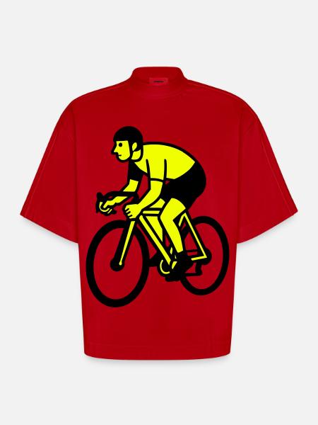 Neonrad Silhouette Radfahrer - Heavyweight Oversized Organic Boxy T-Shirt Made in EU - Rot