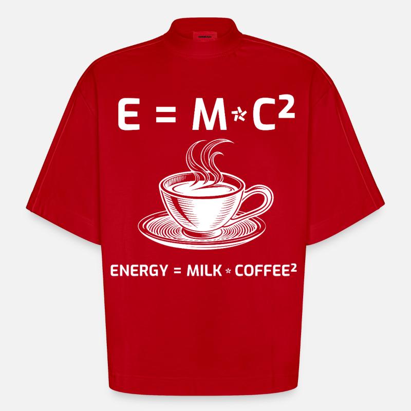 Kaffeetrinker Kaffeeformel E=MC2 - Heavyweight Oversized Organic Boxy T-Shirt Made in EU - Rot