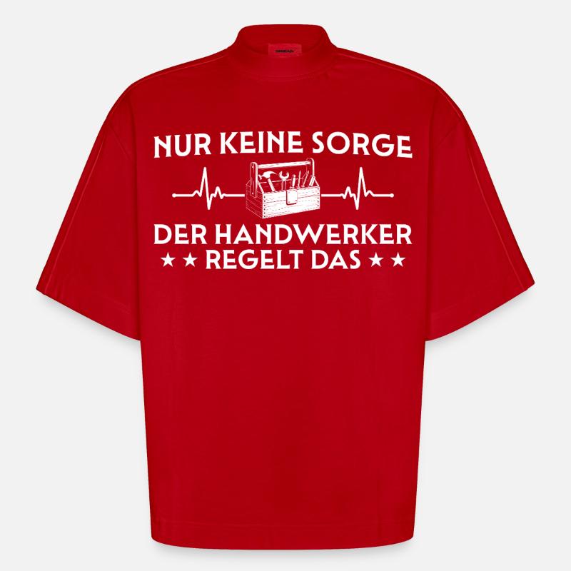 Heimwerker - Der Handwerker regelt das - Heavyweight Oversized Organic Boxy T-Shirt Made in EU - Rot