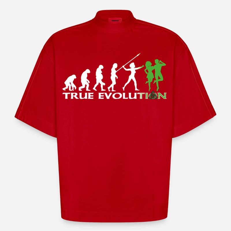Evolution towards traditional Irish dance - Heavyweight Oversized Organic Boxy T-Shirt Made in EU - red