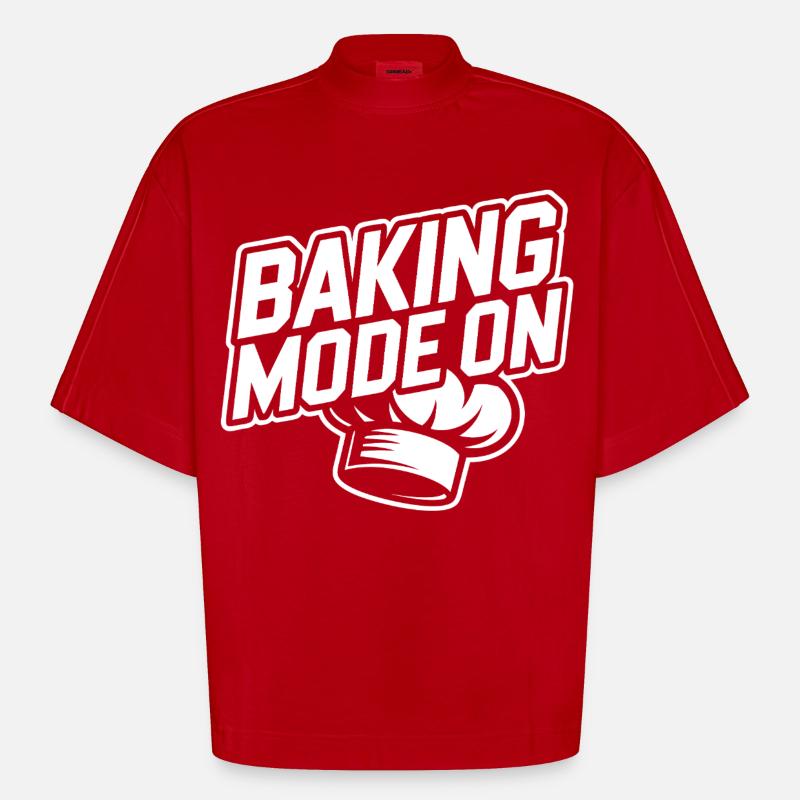 Backmodus Aktiv – Bäcker Stil - Heavyweight Oversized Organic Boxy T-Shirt Made in EU - Rot