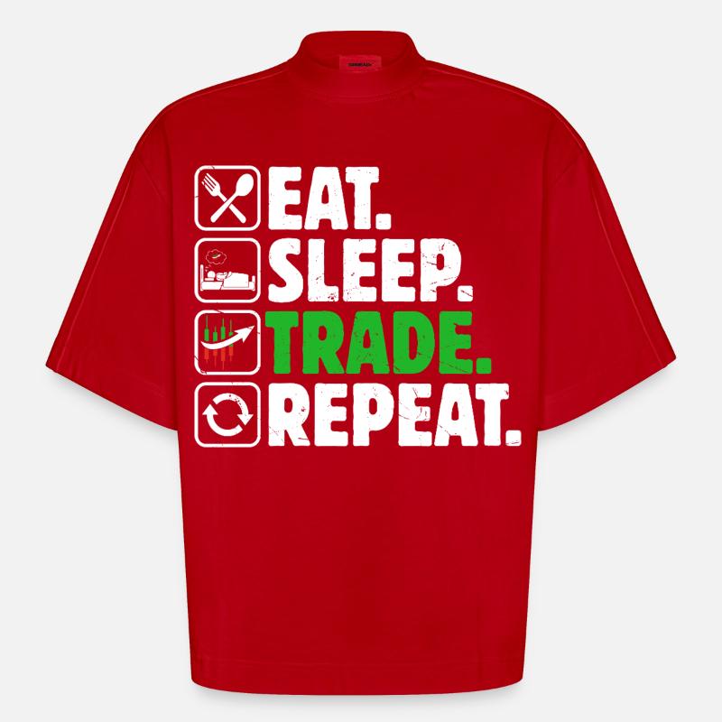 Trading Boursier Crypto Trader Boursier - T-shirt bio épais oversize Boxy fabriqué en UE - rouge