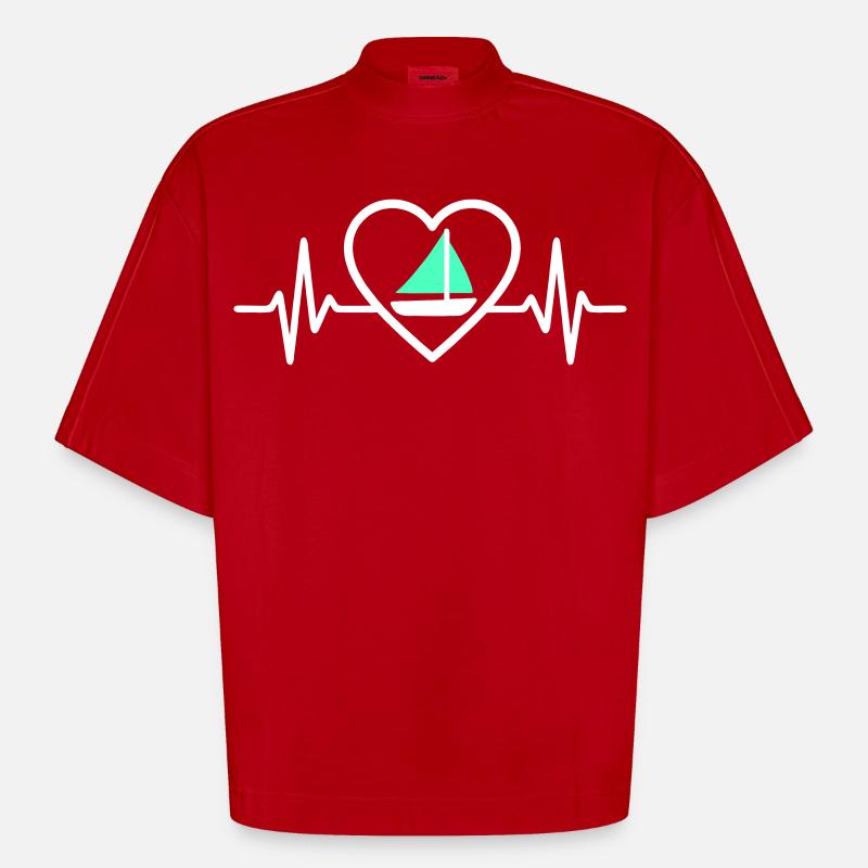 Cœur Voile – Passion Bateau - Heavyweight Oversized Organic Boxy T-Shirt Made in EU - red