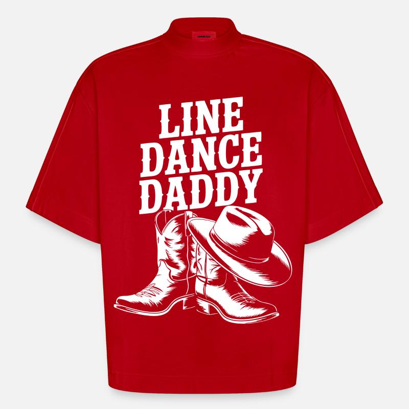 Line Dance Daddy Boots - Heavyweight Oversized Organic Boxy T-Shirt Made in EU - red