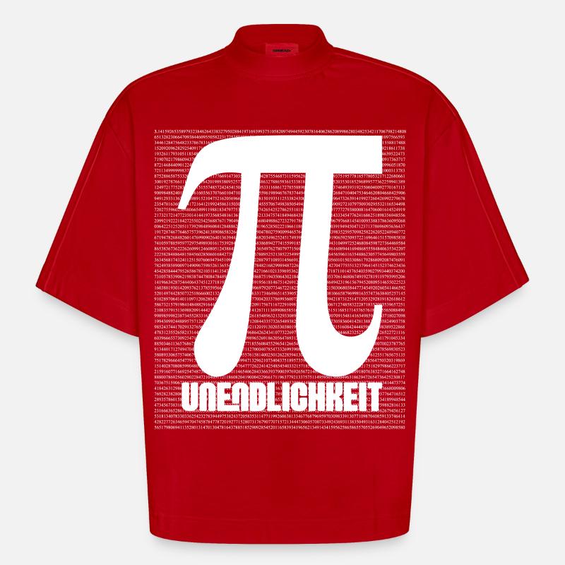 Pi Symbol Pattern Nerd - Heavyweight Oversized Organic Boxy T-Shirt Made in EU - red