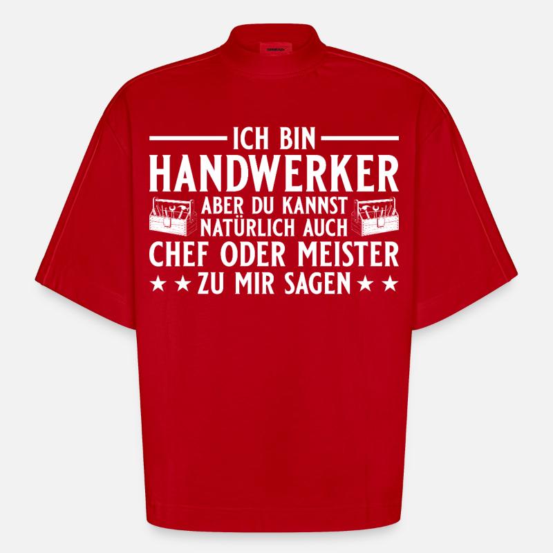 Chef oder Meister - Handwerker Geschenk - Heavyweight Oversized Organic Boxy T-Shirt Made in EU - red