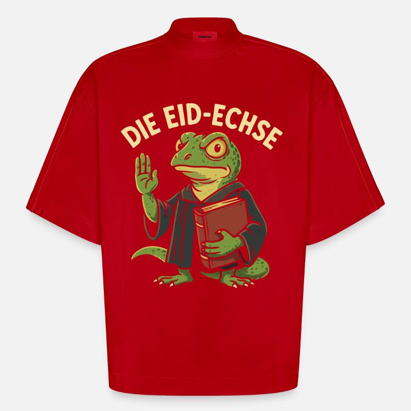 Die Eid-Echse als lustiger Justiz-Gag - Heavyweight Oversized Organic Boxy T-Shirt Made in EU - Rot