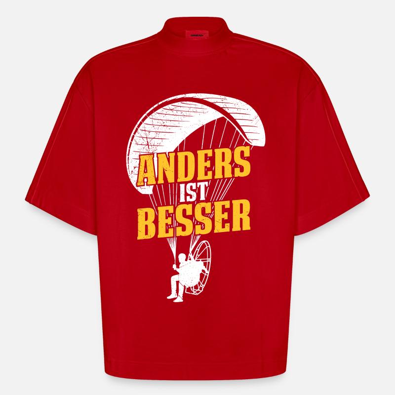 Paraglider DIFFERENT IS BETTER Fun - Heavyweight Oversized Organic Boxy T-Shirt Made in EU - red