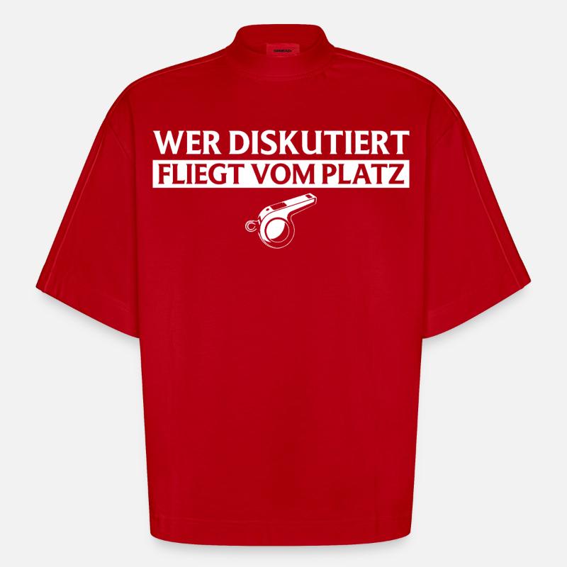 Referee - Who discusses flies referee - Heavyweight Oversized Organic Boxy T-Shirt Made in EU - red