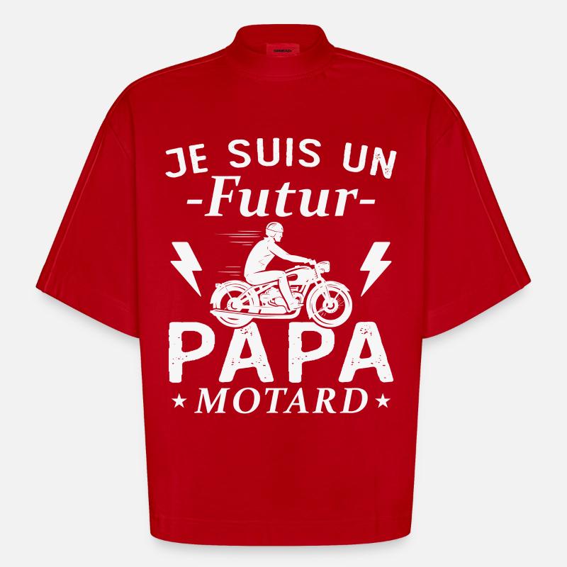 Ich bin ein werdender Biker-Vater - Heavyweight Oversized Organic Boxy T-Shirt Made in EU - Rot