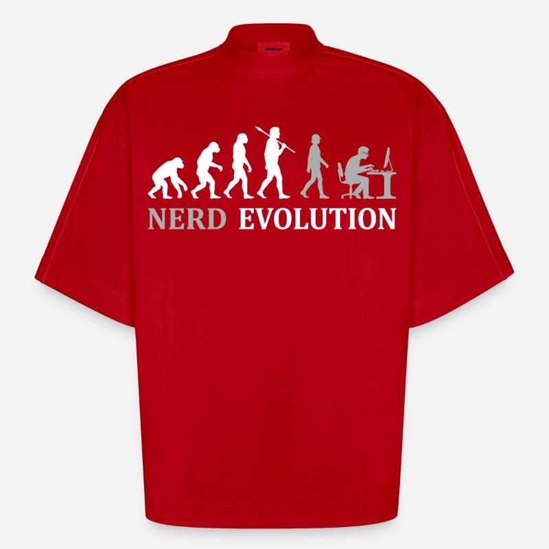 Nerd Evolution – Vom Affen zum PC-Profi - Heavyweight Oversized Organic Boxy T-Shirt Made in EU - Rot