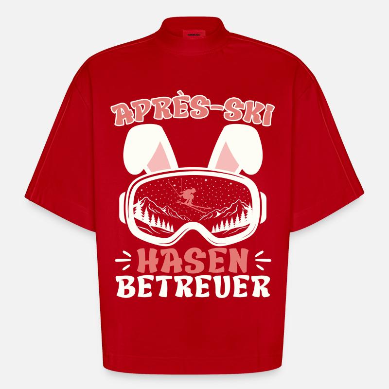 Après-ski RABBIT SUPERVISOR Fun - T-shirt bio épais oversize Boxy fabriqué en UE - rouge