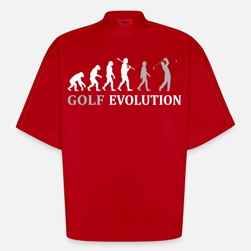 Golf Evolution – Das perfekte Golfer Geschenk - Heavyweight Oversized Organic Boxy T-Shirt Made in EU - Rot