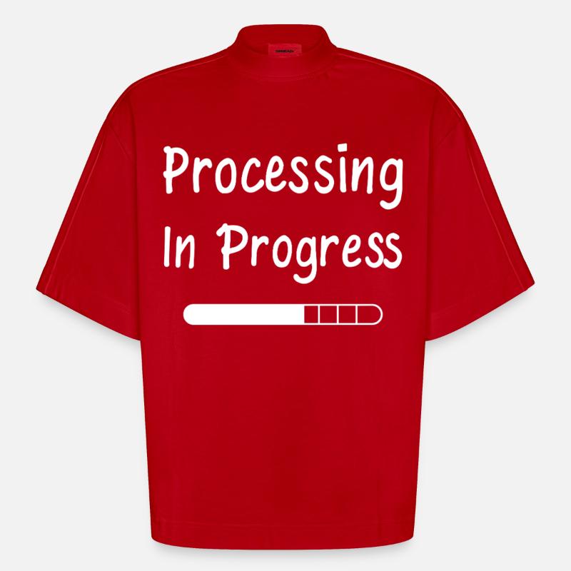 Processing In Progress Ladebalken Statement - Heavyweight Oversized Organic Boxy T-Shirt Made in EU - Rot