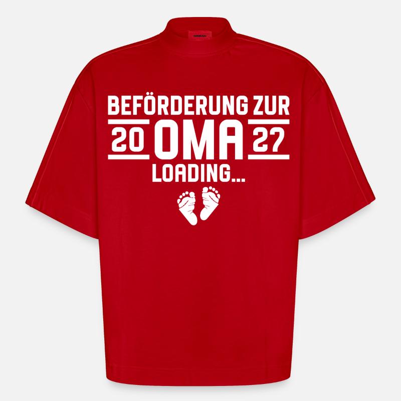 Beförderung zur Oma 2027 loading - Heavyweight Oversized Organic Boxy T-Shirt Made in EU - Rot