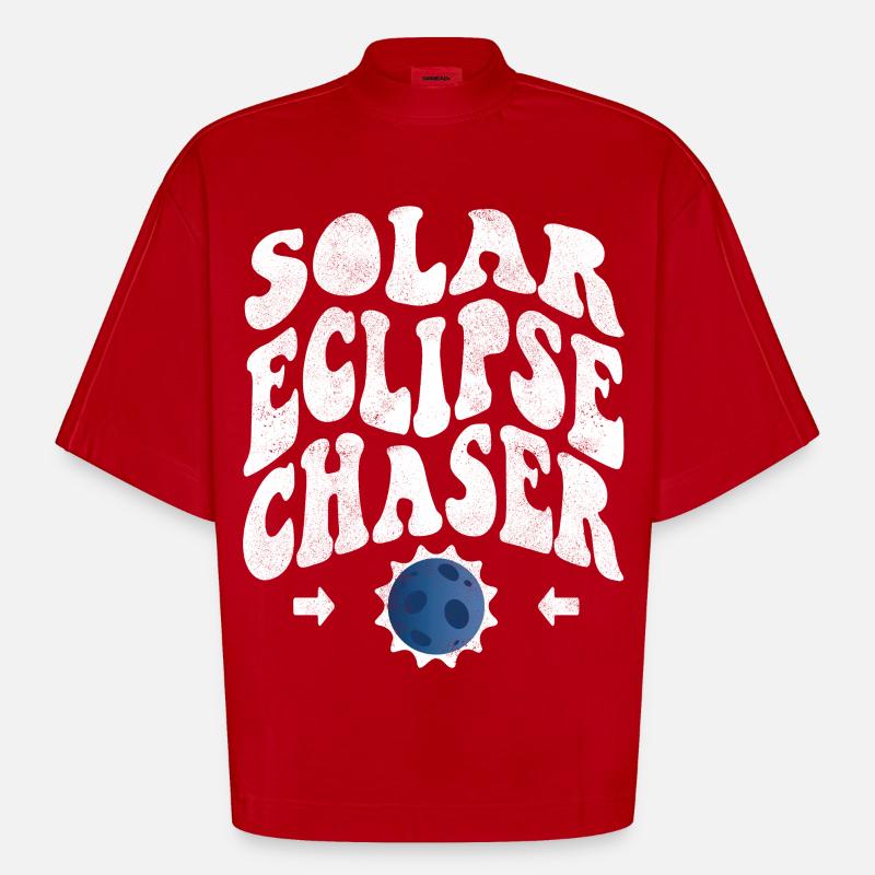 Solar eclipse chaser weiss - Heavyweight Oversized Organic Boxy T-Shirt Made in EU - Rot