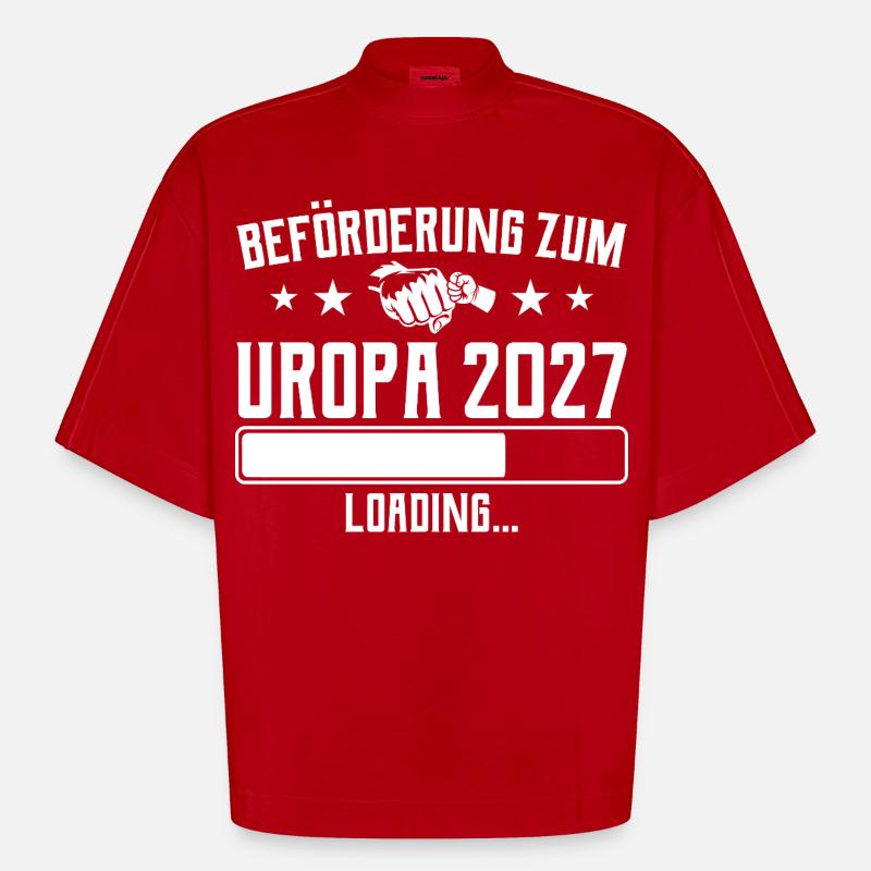 Werdender Uropa 2027 Beförderung Loading - Heavyweight Oversized Organic Boxy T-Shirt Made in EU - Rot