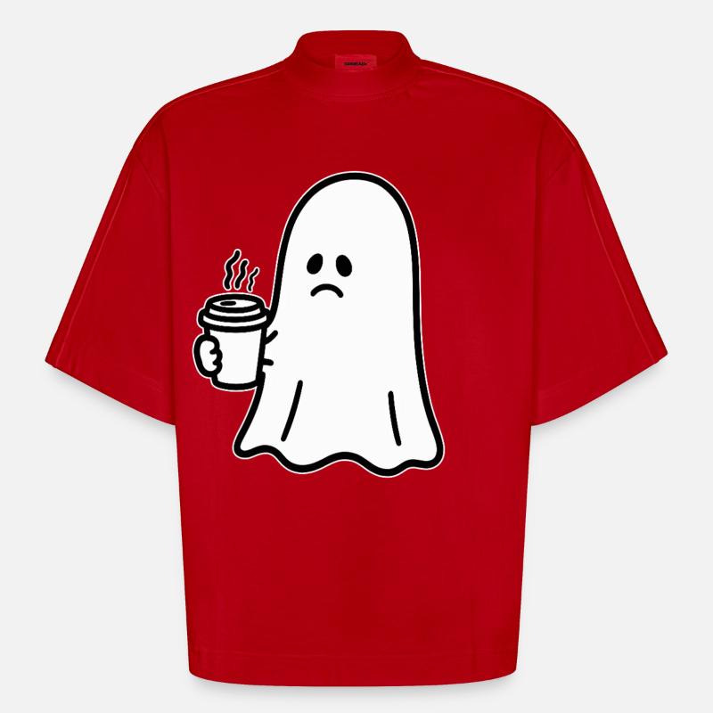 Geist Kaffee Halloween Süßes oder Saures - Heavyweight Oversized Organic Boxy T-Shirt Made in EU - Rot