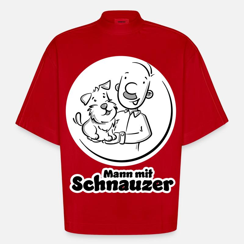 Mann mit Schnauzer (Oberlippenbart) - Heavyweight Oversized Organic Boxy T-Shirt Made in EU - Rot