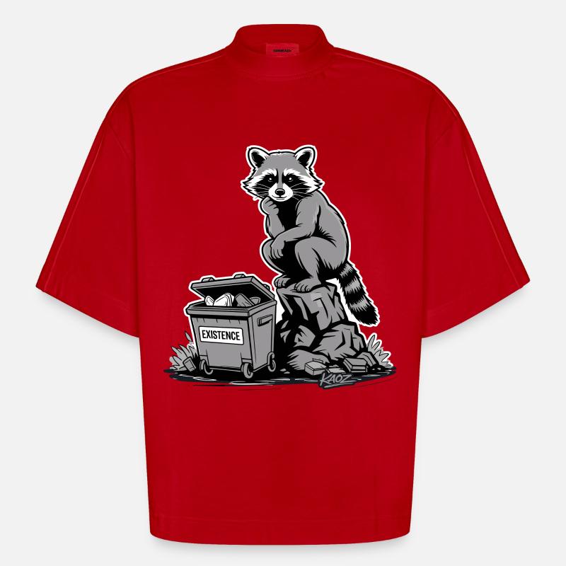 Existenz Waschbärmüllcontainer - Heavyweight Oversized Organic Boxy T-Shirt Made in EU - Rot