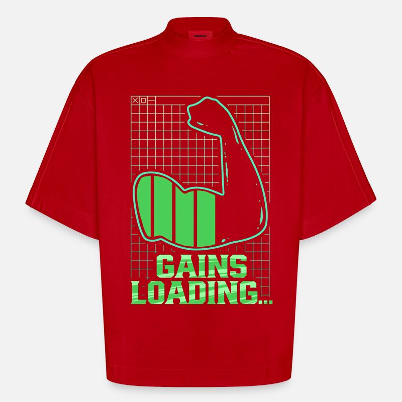 Biceps Biceps Training Gym Gains Loading - Heavyweight Oversized Organic Boxy T-Shirt Made in EU - red