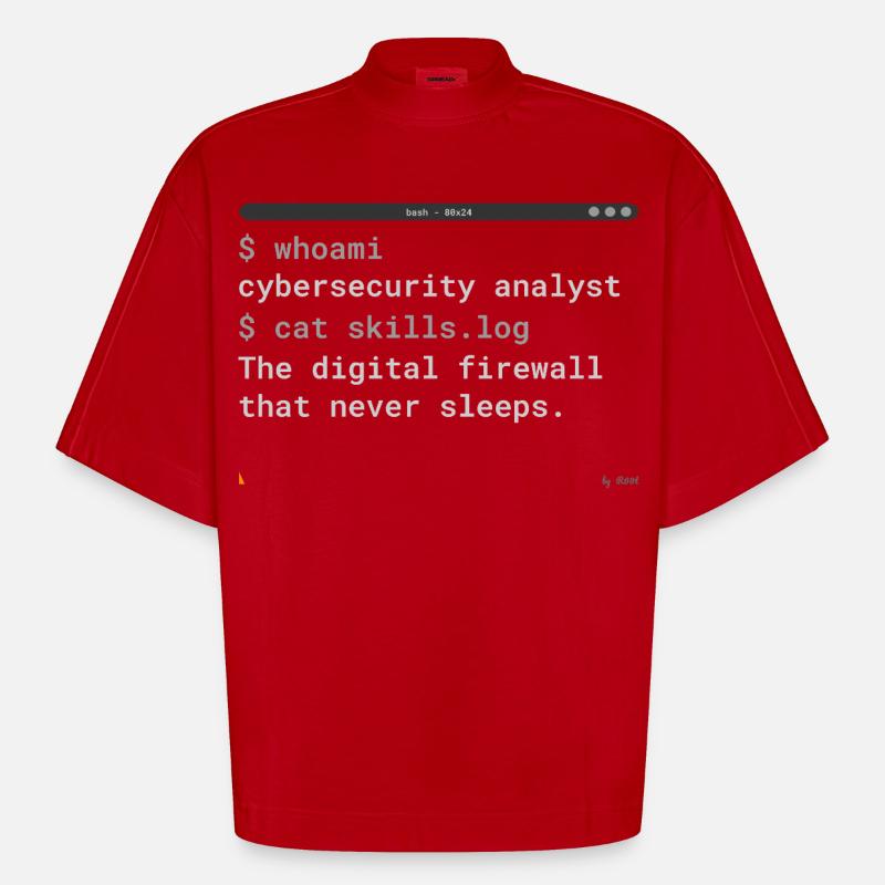Cybersecurity Analyst Terminal - IT Gift - Heavyweight Oversized Organic Boxy T-Shirt Made in EU - Rot