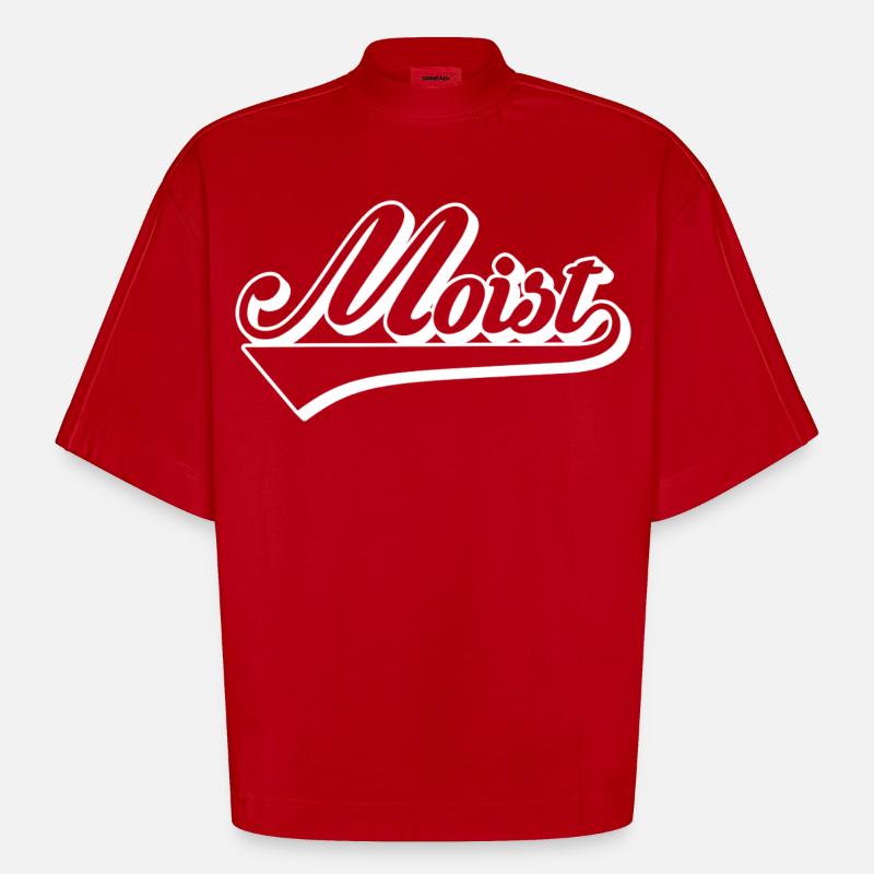 Mobiz Retro Script Logo - Heavyweight Oversized Organic Boxy T-Shirt Made in EU - red