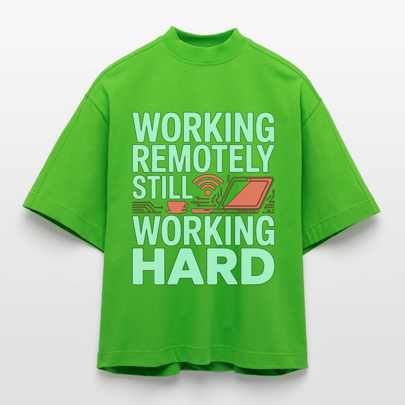 Remote Developer Working Remotely Web Programmer Heavyweight Oversized Organic Boxy T-Shirt Made in EU