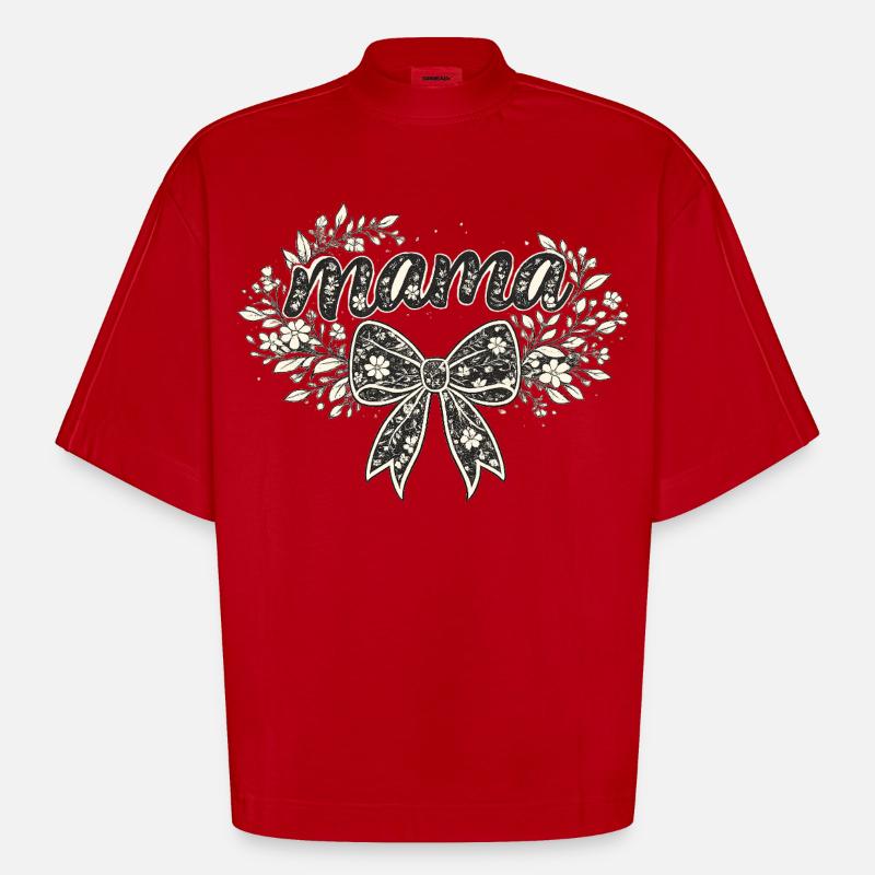 Mama-Geschenk: Retro-Mama-Visualisierung - Heavyweight Oversized Organic Boxy T-Shirt Made in EU - Rot