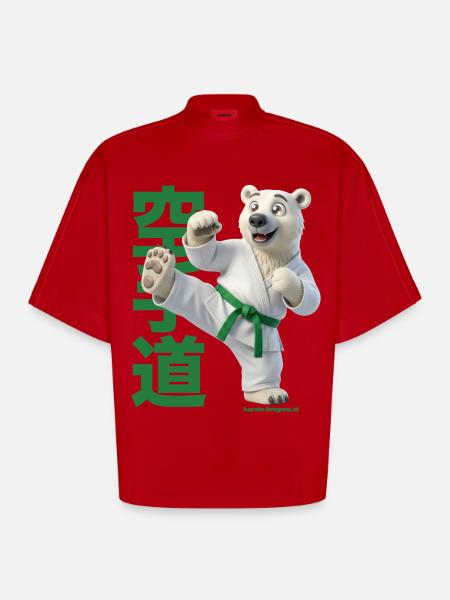 Karate Eisbär - Heavyweight Oversized Organic Boxy T-Shirt Made in EU - Rot