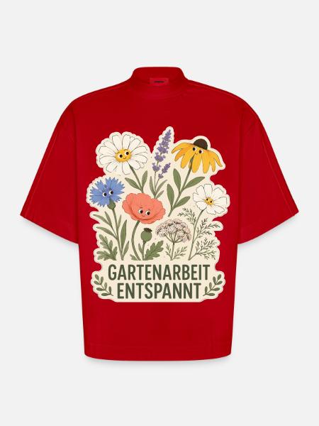 Gartenarbeit entspannt - Heavyweight Oversized Organic Boxy T-Shirt Made in EU - Rot