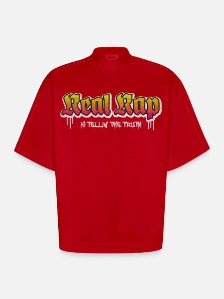 Real Rap - Heavyweight Oversized Organic Boxy T-Shirt Made in EU - Rot