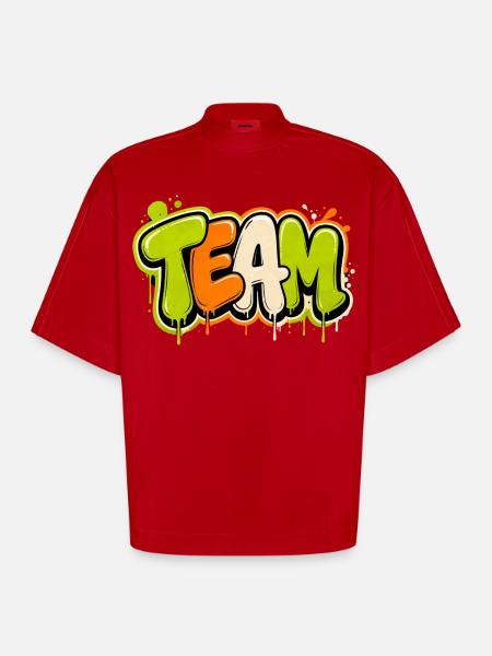 Team - Heavyweight Oversized Organic Boxy T-Shirt Made in EU - red