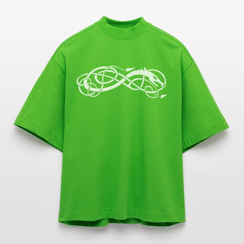 Serpent celte blanc T-shirt bio épais oversize Boxy fabriqué en UE
