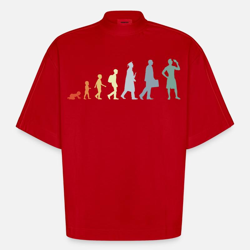 Evolution Eiscreme Liebhaber - Heavyweight Oversized Organic Boxy T-Shirt Made in EU - Rot