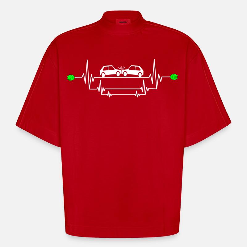 Gefährlicher E-Auto Unfall - Heavyweight Oversized Organic Boxy T-Shirt Made in EU - Rot
