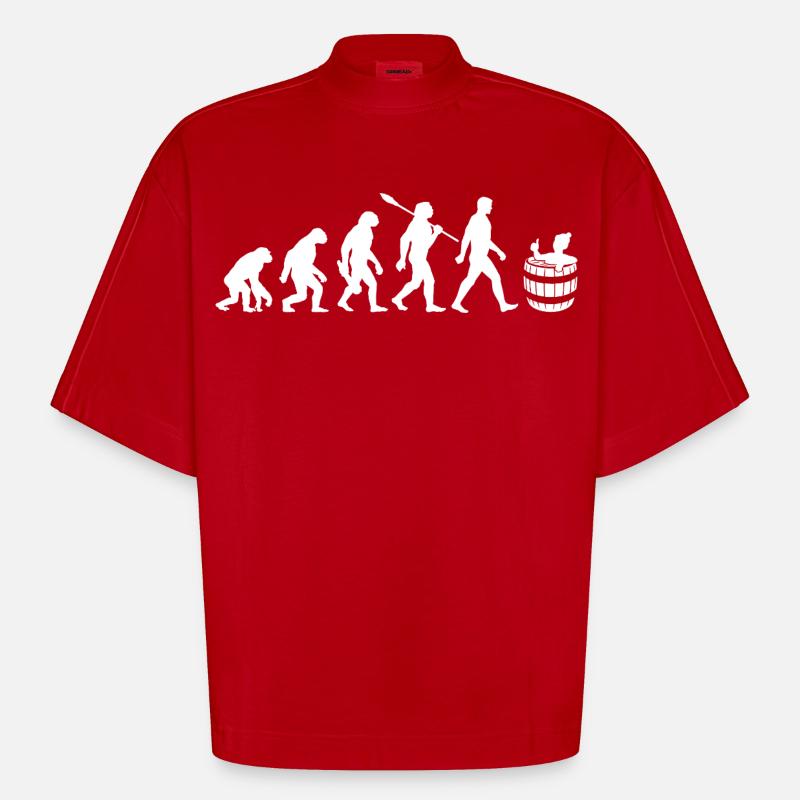 Evolution - Eisbader - Winterbaden - Eisbaden - Heavyweight Oversized Organic Boxy T-Shirt Made in EU - Rot