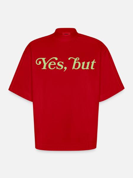 Yes, but – Minimalistisches Statement - T-shirt bio épais oversize Boxy fabriqué en UE - rouge