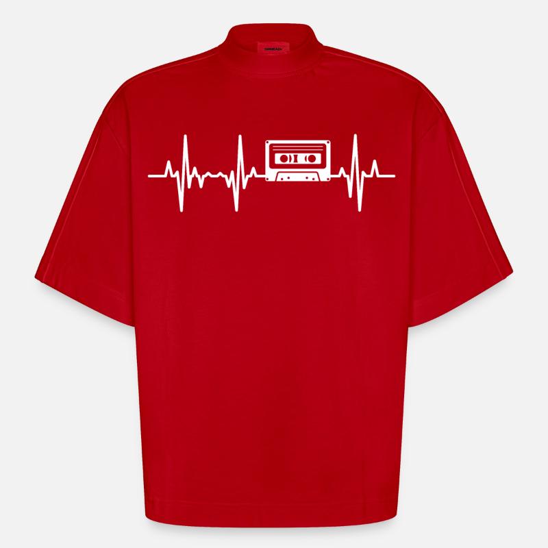 80er Kassette Herzfrequenz - Heavyweight Oversized Organic Boxy T-Shirt Made in EU - Rot