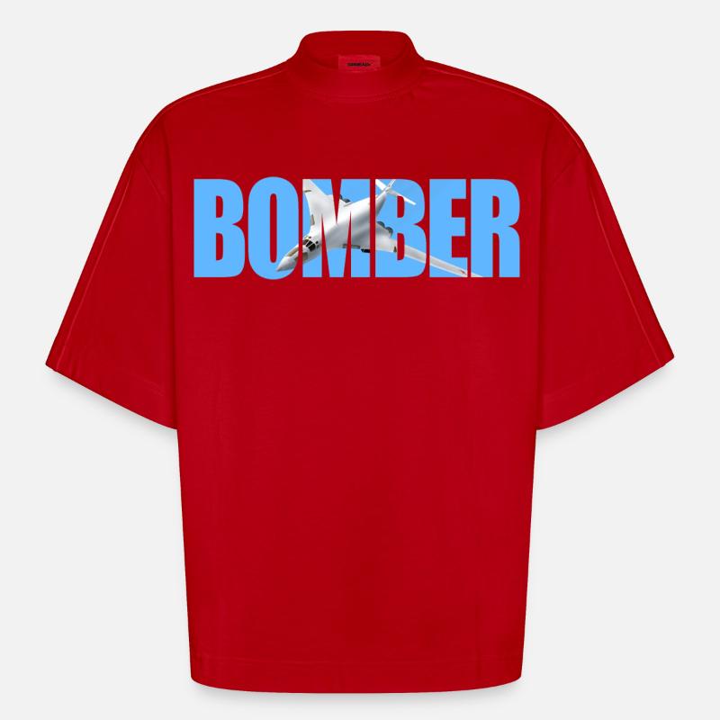 Bomber Tu-160 - Heavyweight Oversized Organic Boxy T-Shirt Made in EU - red
