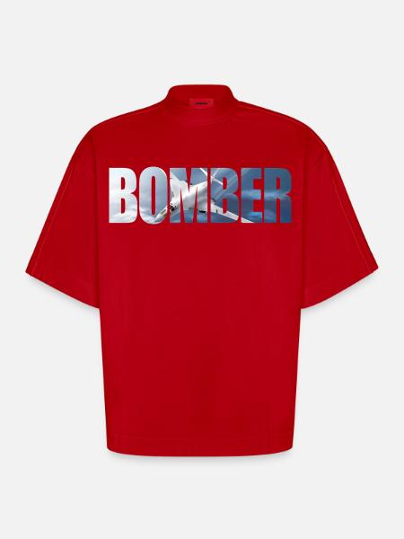 Bomber Tu-160 - Heavyweight Oversized Organic Boxy T-Shirt Made in EU - red